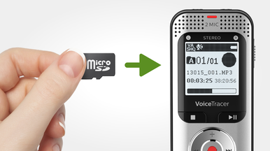 microSD-geheug enkaartsleuf voor praktisch onbeperkt opnemen
