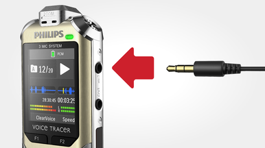 Line-in jack for recording from external sound sources
