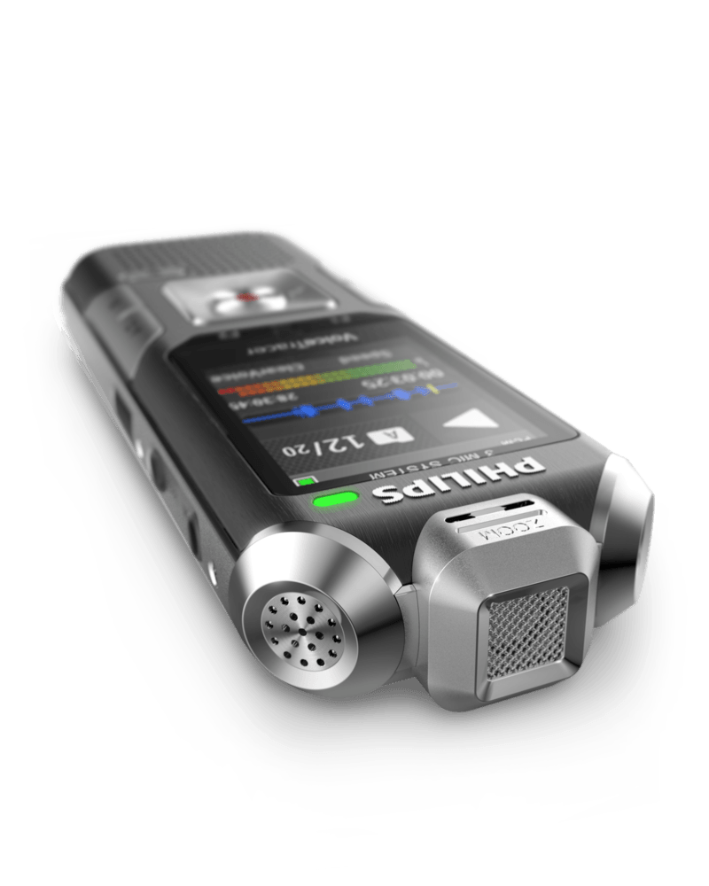 AutoZoom+ Philips DVT6010 Digital VoiceTracer Audio Recorder Distance Recorder Silver//Chrome Colour Display 8GB