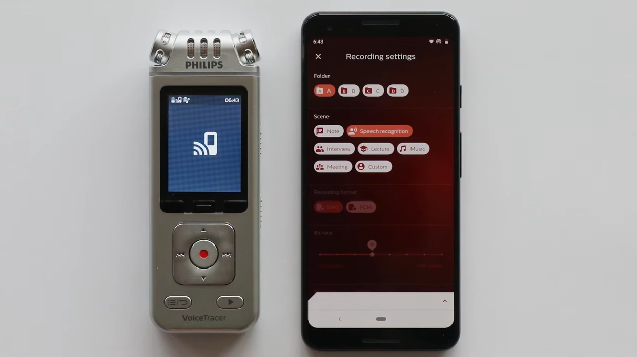 Philips VoiceTracer App: Aufnahmeeinstellungen ändern